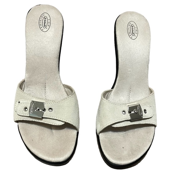 Dr. Scholl’s Relax Parchment Classic Buckle Wedge Slides - Picture 2 of 7